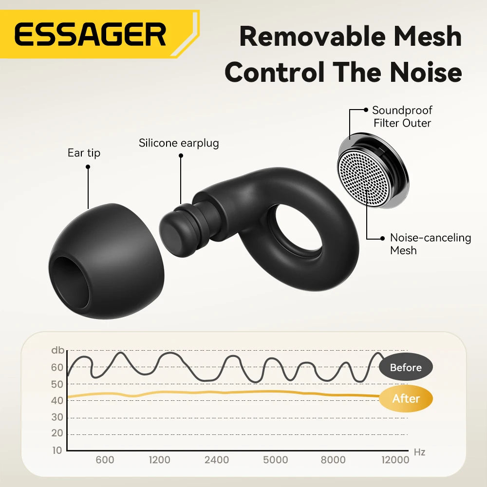 Essager Ear Plugs for Sleeping 49dB Noise Cancellin Reusable Silicone Earplug Hearing Protection for Concert Sleep Noise EarPlug