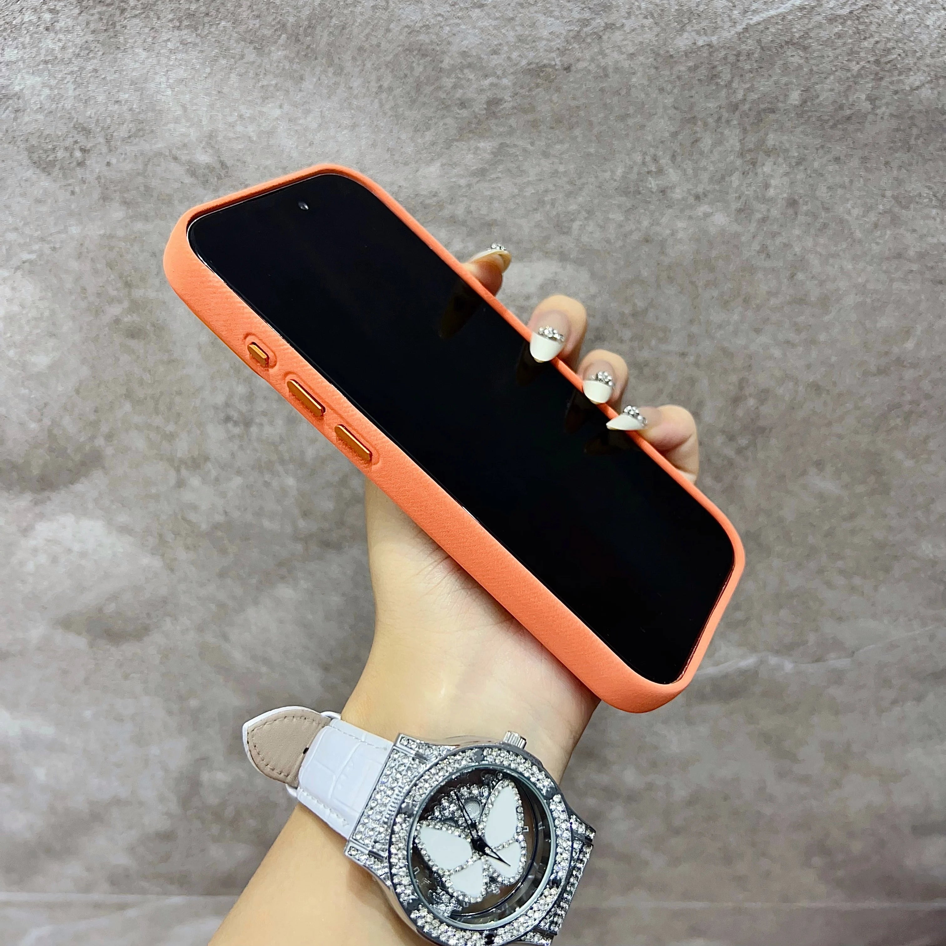 Luxury MagSafe Fiber Leather iPhone Case – Shockproof & Alloy Lens