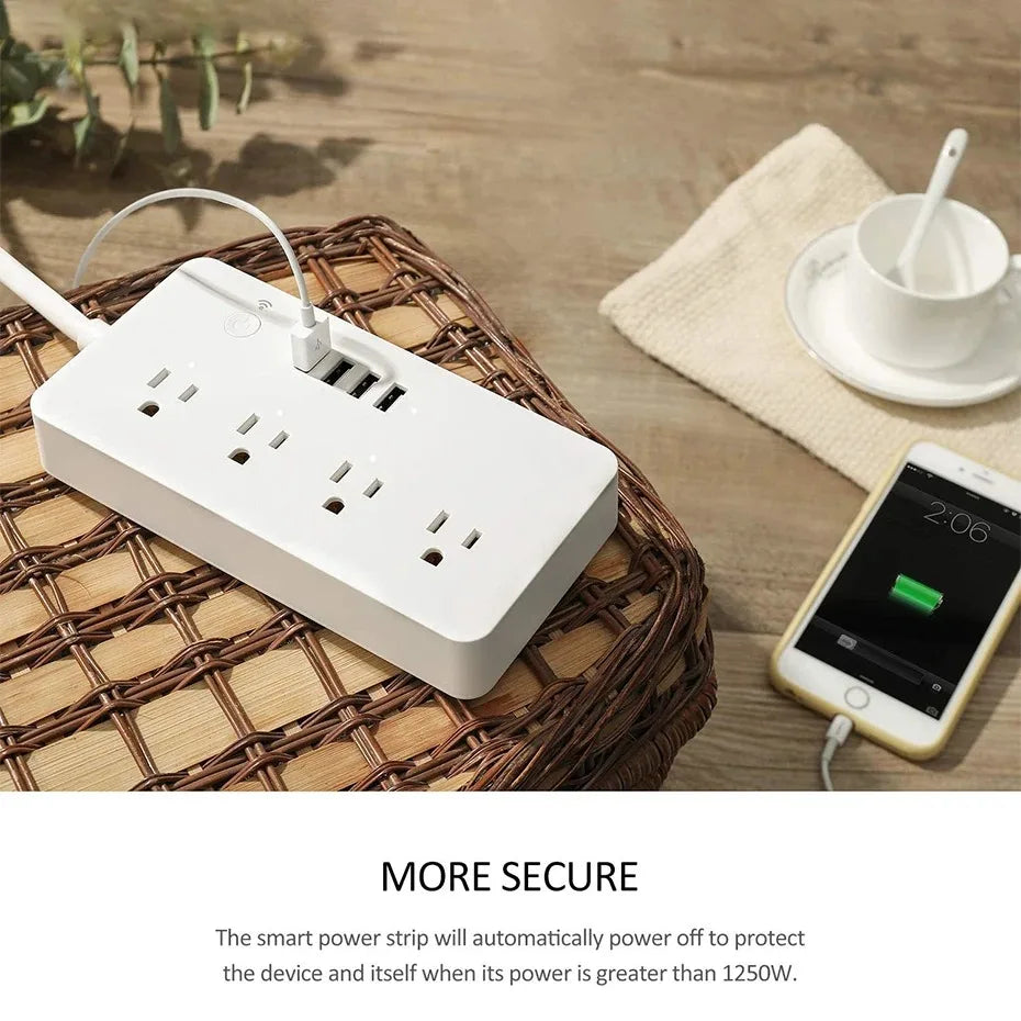 Zigbee Smart Power Strip – 1- 4 AC Outlets & 4 USB Charging Ports