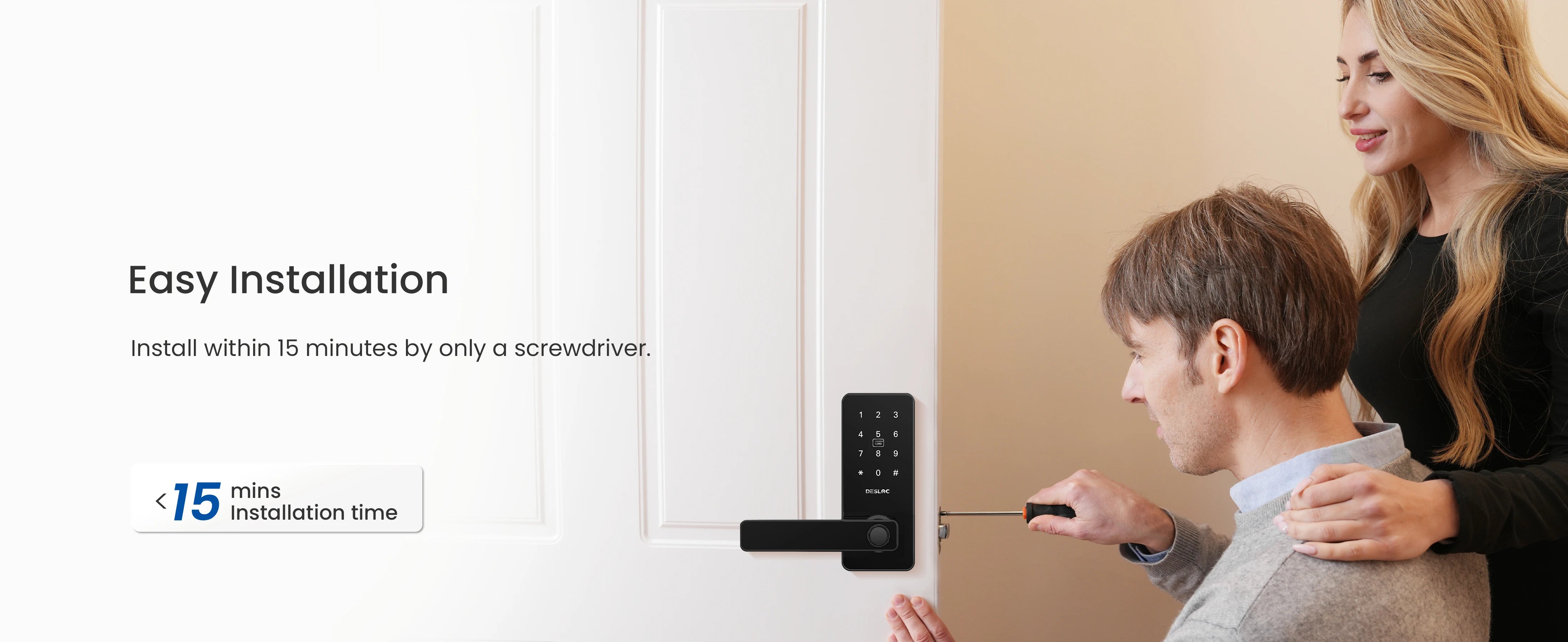 DESLOC Smart Fingerprint Door Lock – App & Touchscreen Control