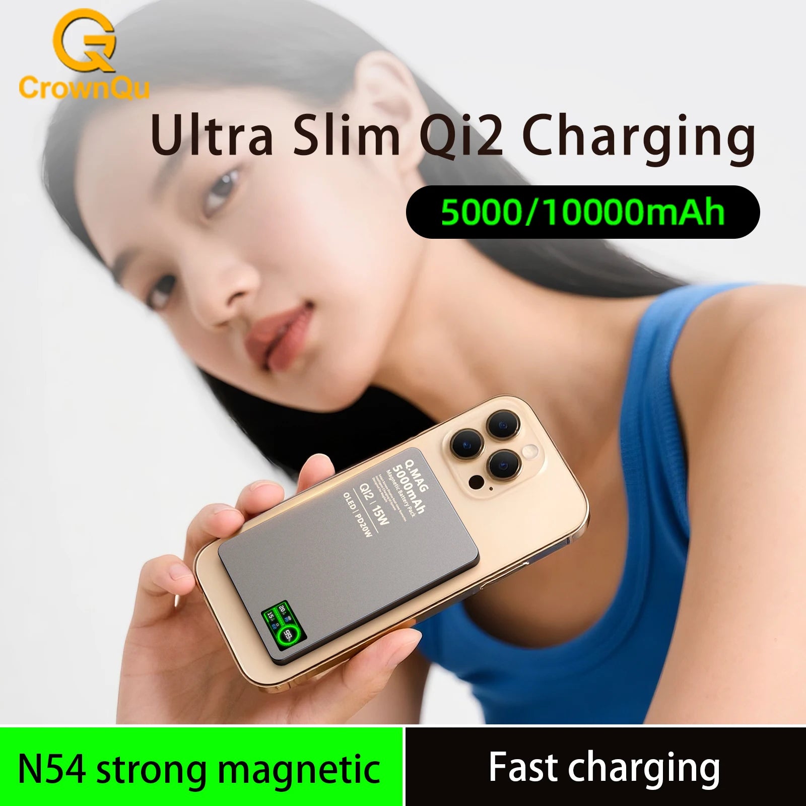 15W Wireless Magnetic Power Bank – LCD Display, iPhone, AirPods & Watch Charging