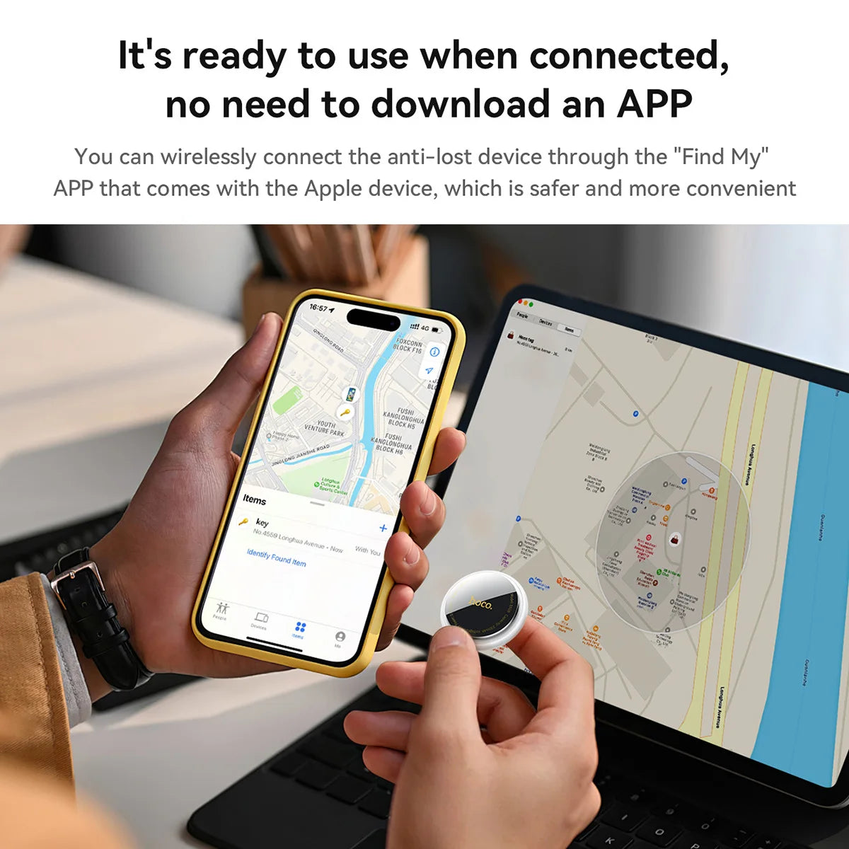 HOCO E91B AirTag Tracker – Intelligent Anti-Lost GPS Locator with Adhesive Case