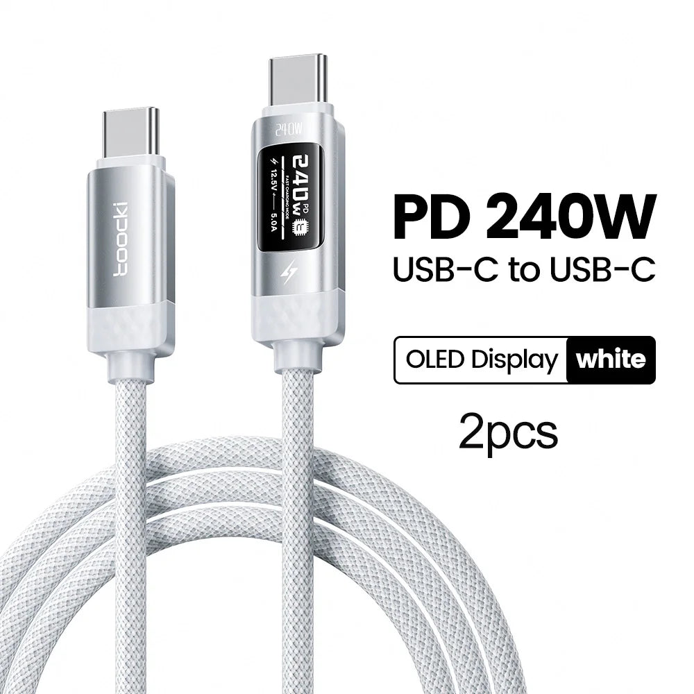 TOOCKI 240W USB-C to USB-C Cable – PD 3.1 Fast Charging Cable with OLED Power Display