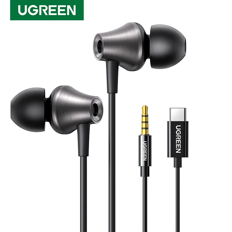 UGREEN 3.5mm & USB-C Wired Earbuds with Mic – HiFi Stereo