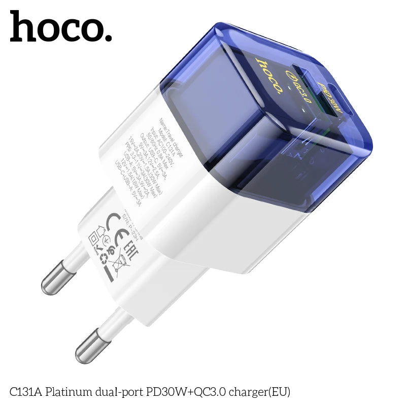 30W USB-C Charger HOCO C131A – Dual Port Quick Charge