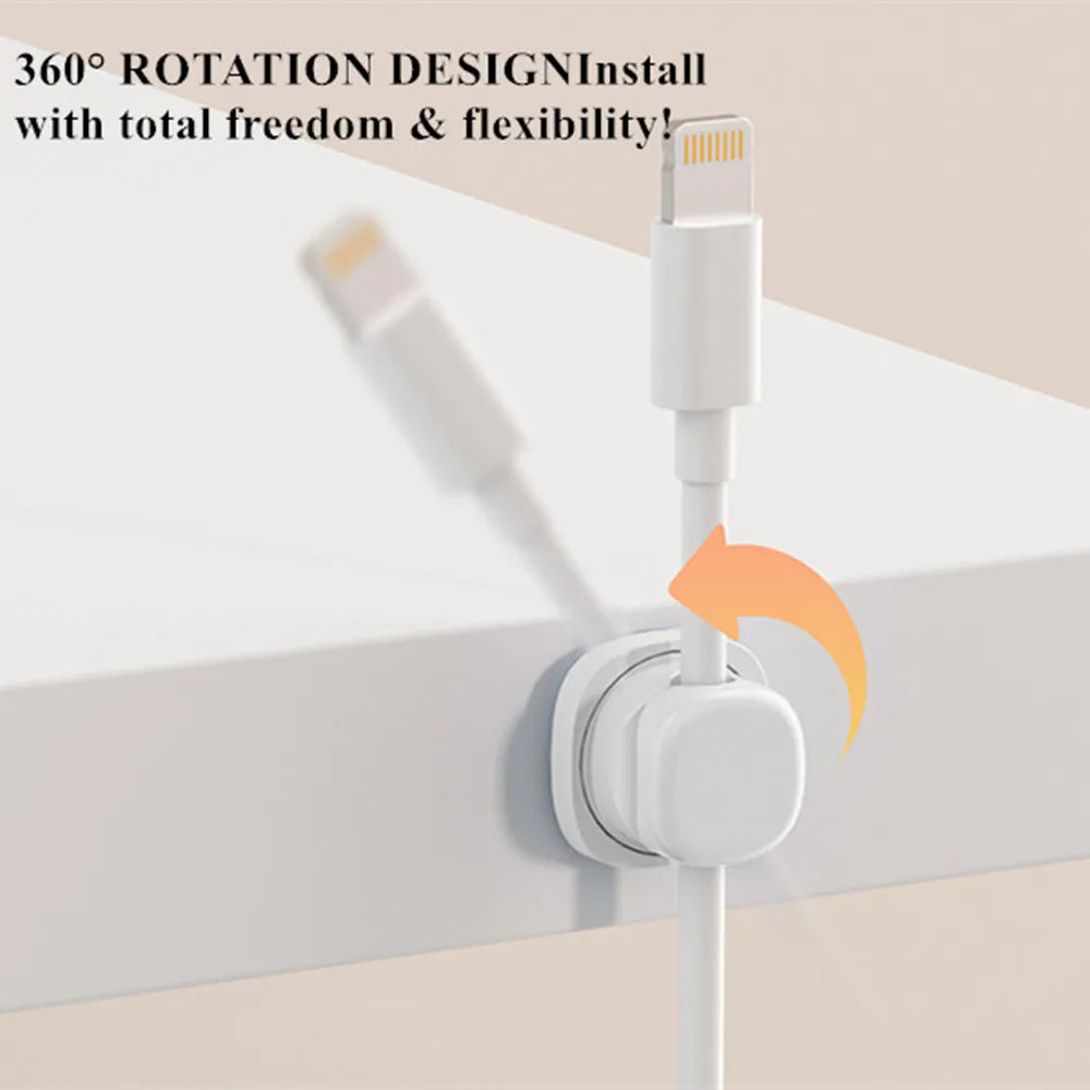 Rotatable Cable Clamps Organizer – Adjustable Wire Management Kit for Desk & Car