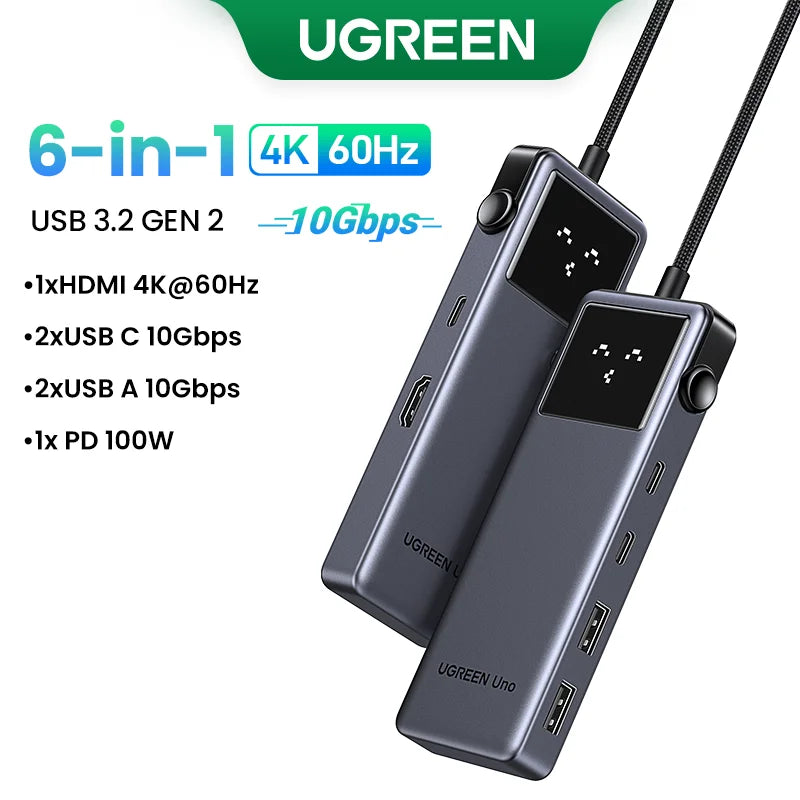 UGREEN Laptop USB-C Hub – 4K HDMI, Gigabit Ethernet, Fast Charging PD