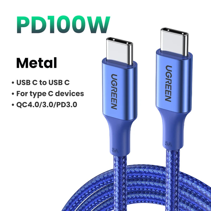 100W USB-C Cable – UGREEN Fast Charging Cord with 5A E-Marker Chip