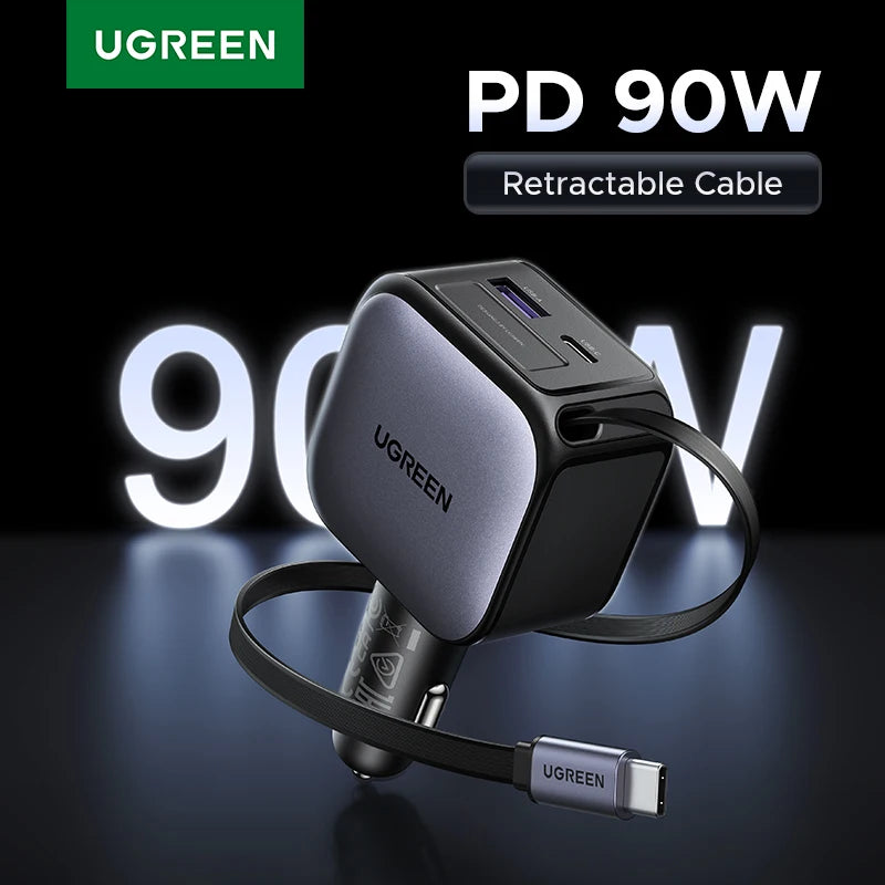 UGREEN 145W Car Charger – 3 USB-C & 1 USB-A