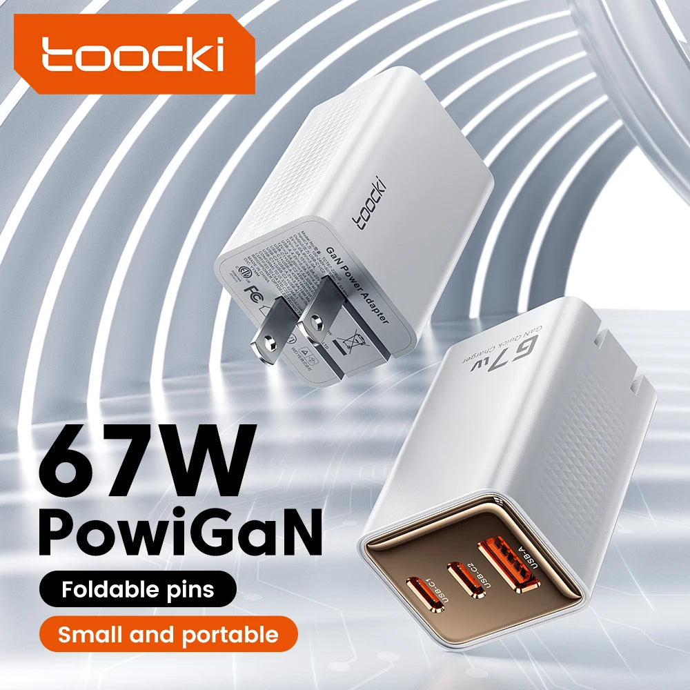 Toocki 67W GaN Charger – Fast USB-C PD for iPhone, MacBook & Samsung