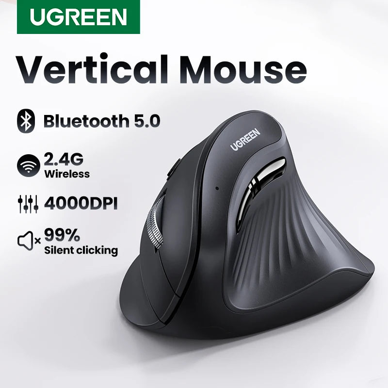 UGREEN Bluetooth & 2.4G Vertical Mouse for PC & MacBook