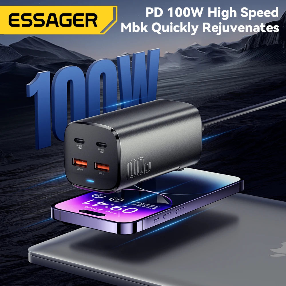 Essager PD & QC 100W USB-C Charger for Laptop & Phone