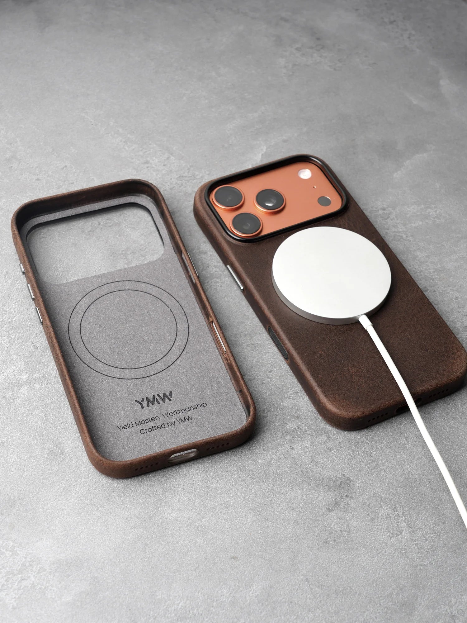 YMW Magnetic Genuine Leather MagSafe Case for iPhone 14–17 Series
