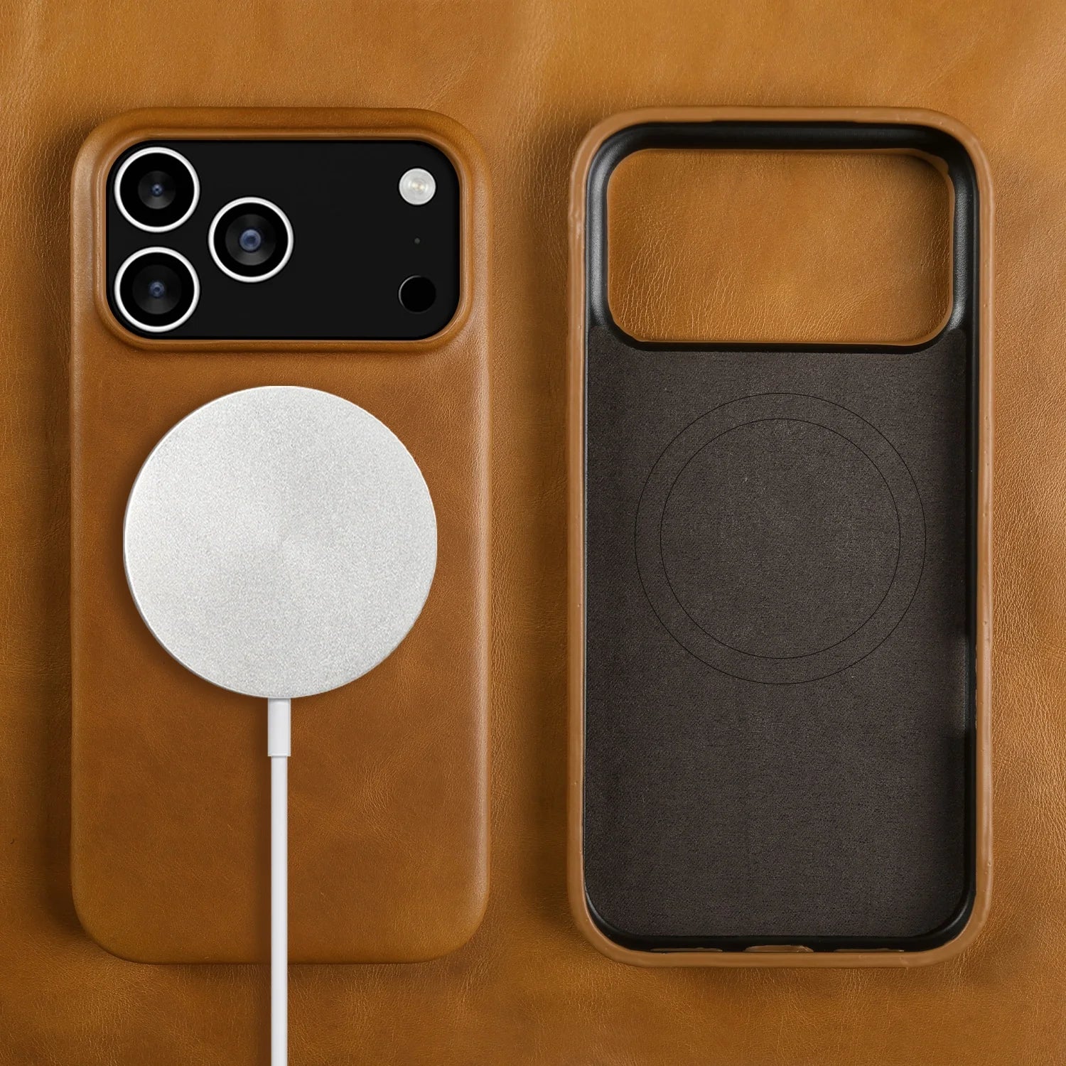 Vintage Waxed Leather iPhone Case – MagSafe Full Cover