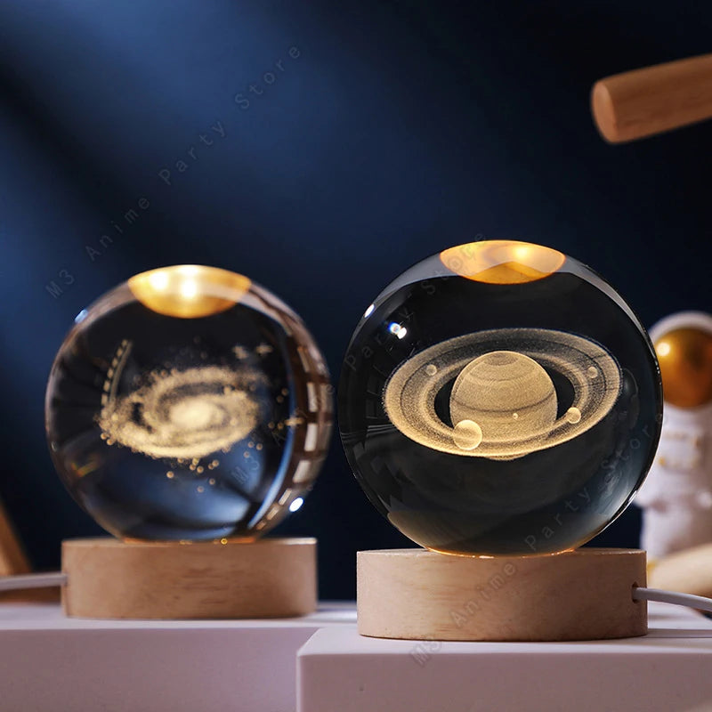 3D Galaxy Crystal Lamp – Bedside Night Light