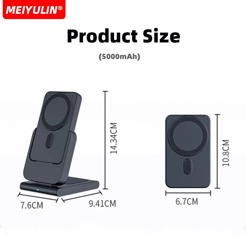 Portable 3-in-1 Wireless Charger – 10000mAh Power Bank for Apple Devices