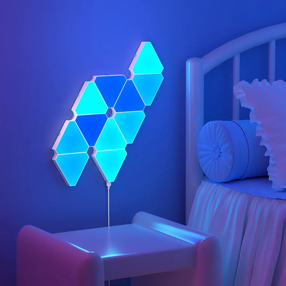 Smart RGB Triangle Wall Lamp – Bedroom, Office & Bedside Decor