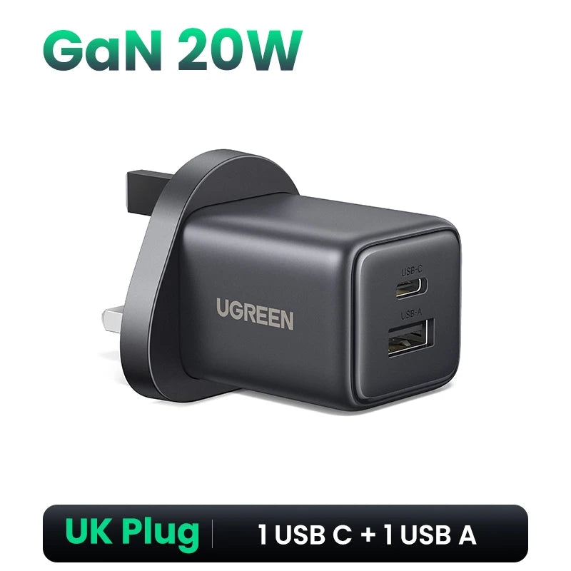 UGREEN GaN Mini Charger – 20W/30W PD 3.0 USB-C (UK Plug)