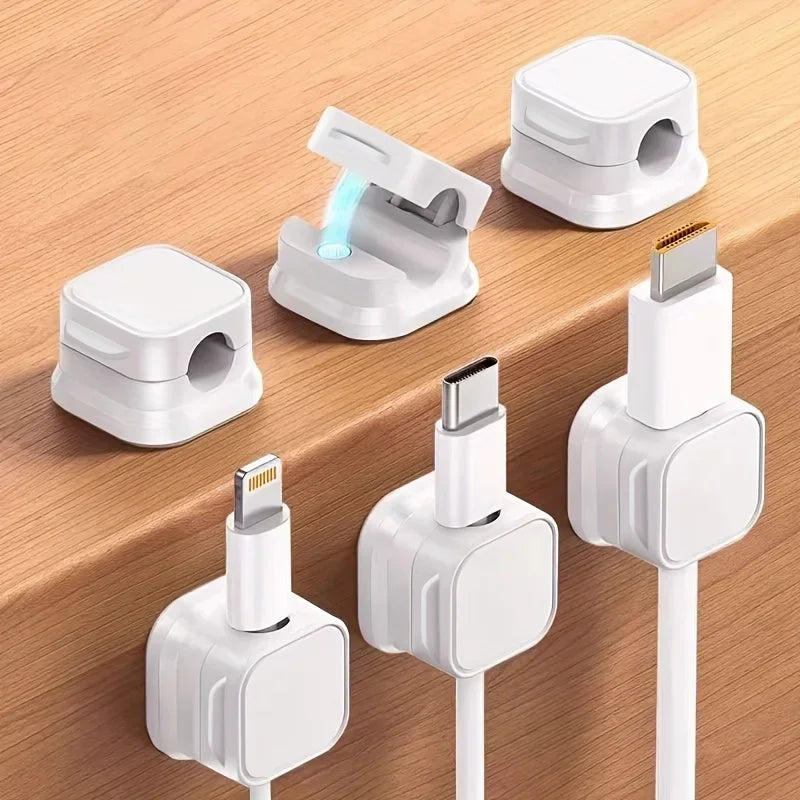 Magnetic Cable Clips 6pcs – Hidden Wire Management & Desktop Organizer