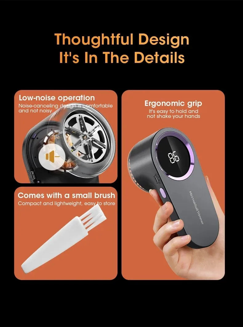 Portable Electric Lint Remover – Rechargeable Fabric Shaver with LED Display