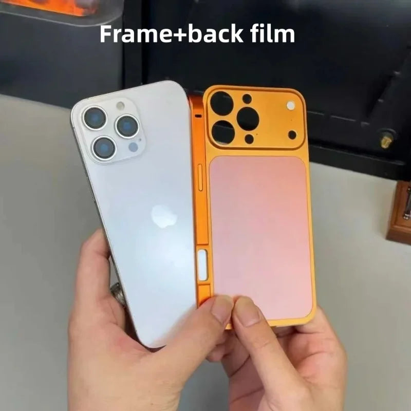 Color Alloy Frame Case – Anti-Drop Back Cover for iPhone 13–17 Pro/Pro Max
