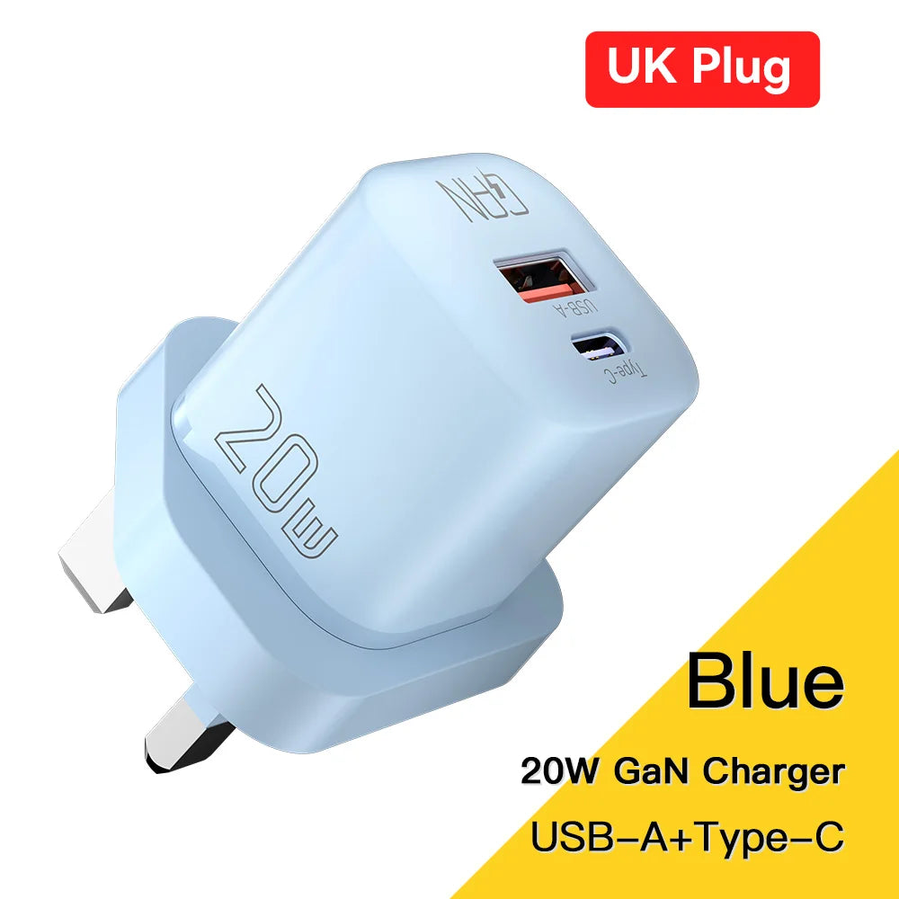 Essager 20W GaN USB Type C Charger Fast Charge Phone QC 3.0 Quick Chargers For iPhone 15 14 13 12 11Pro Max Mini iPad Charging