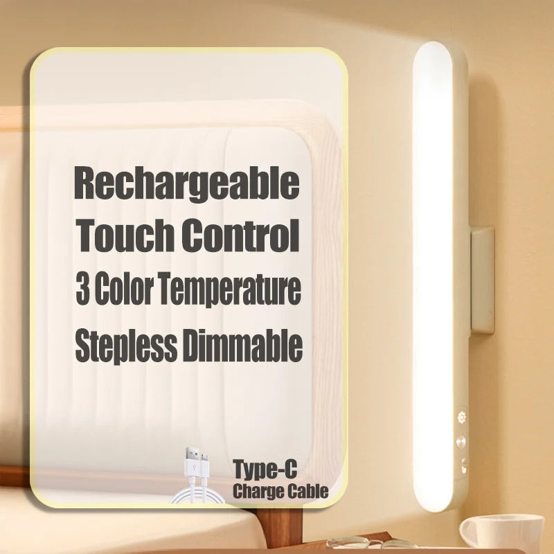 Magnetic LED Table Lamp – USB Rechargeable, 3 Color Dimmable Reading Light