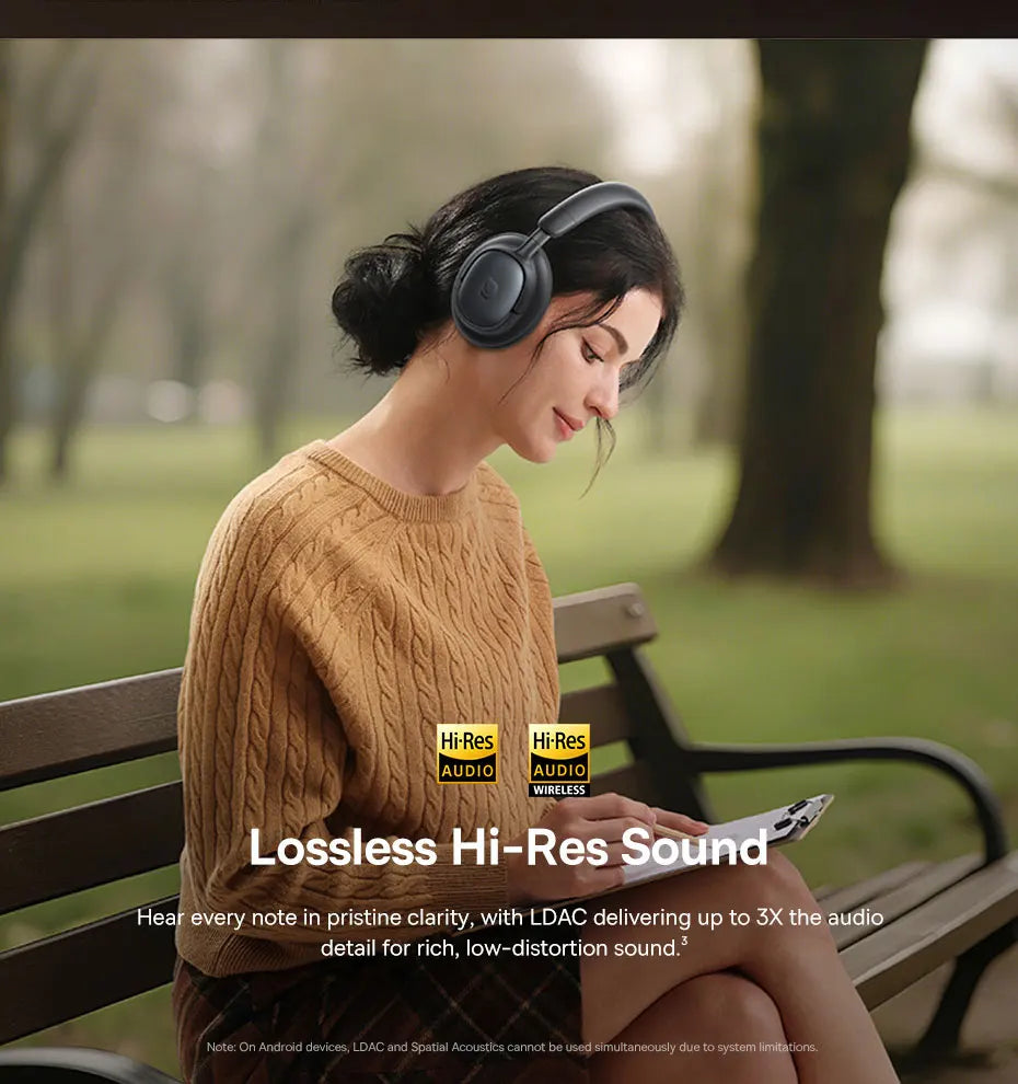 Baseus Bowie MH1 ANC Wireless Headphone 48dB Adaptive Hybrid Noise Cancelling Headsets 80H Playtime Hi-Res Audio LDAC Headphone