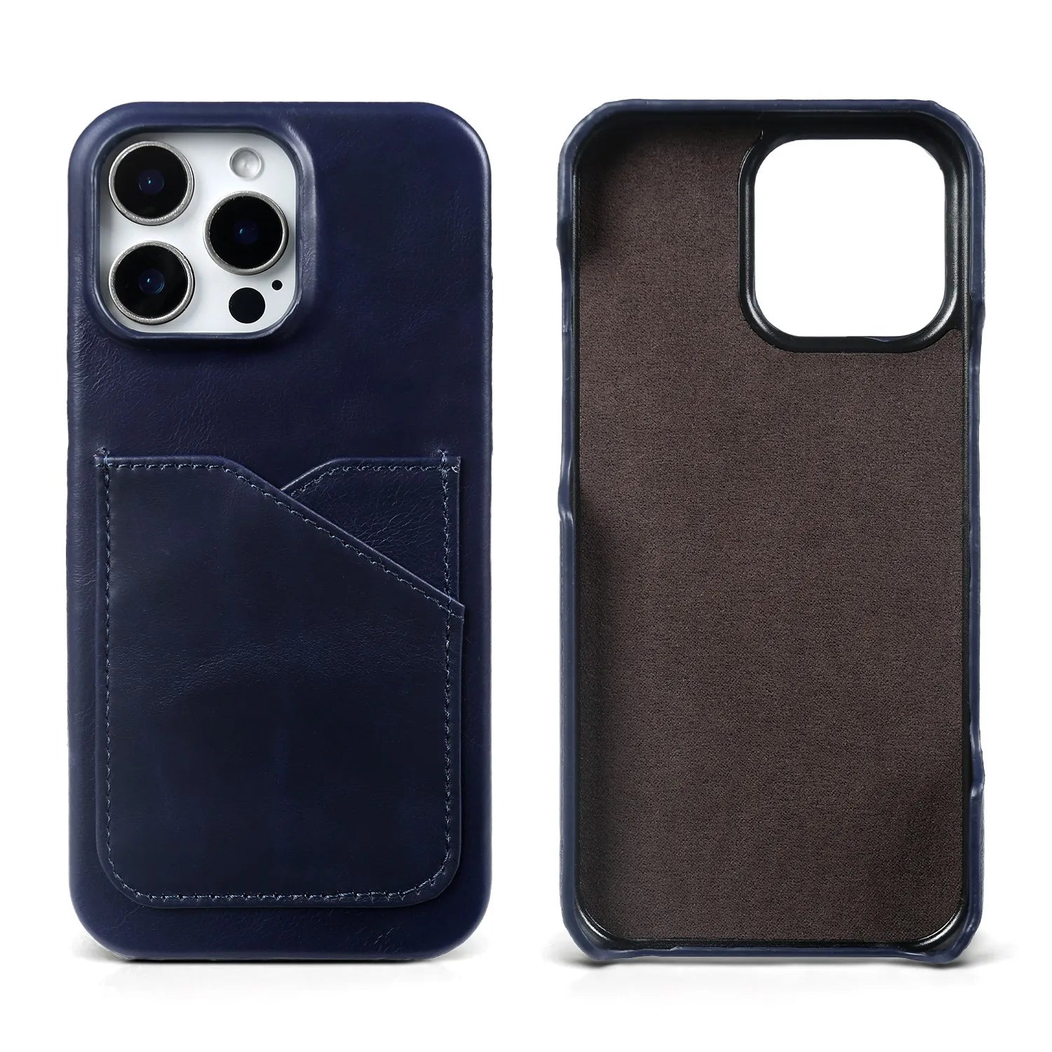 Premium Genuine Leather Card Slot Case for iPhone 15–17 Series – Vintage Wallet Cover