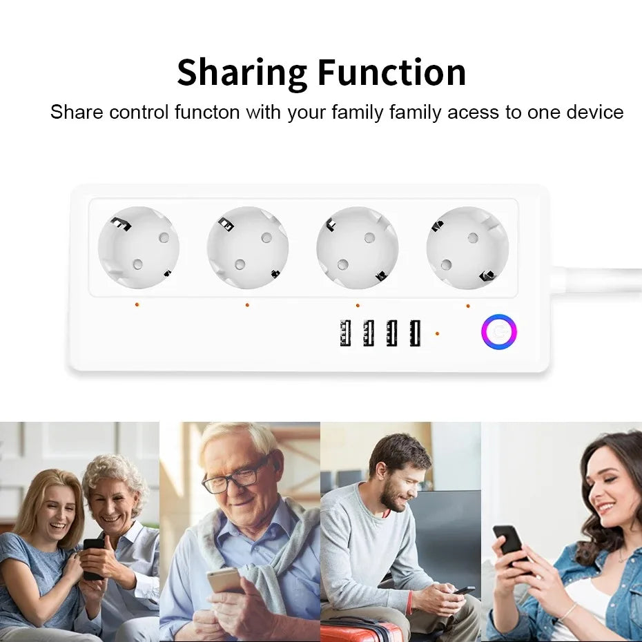 Zigbee Smart Power Strip – 1- 4 AC Outlets & 4 USB Charging Ports