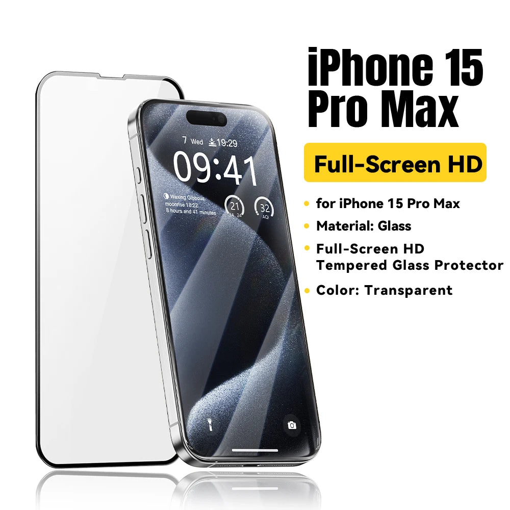 Essager Screen Protector for iPhone 15 14 13 Pro Max Ultra Slim Dustproof Full Tempered Glass Protection For iPhone 15 Pro Plus