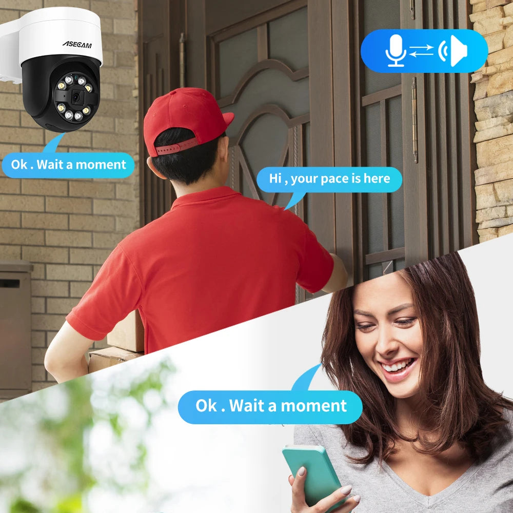 Outdoor PTZ Security Camera – 8MP 4K, AI Face Detection, Color Night Vision