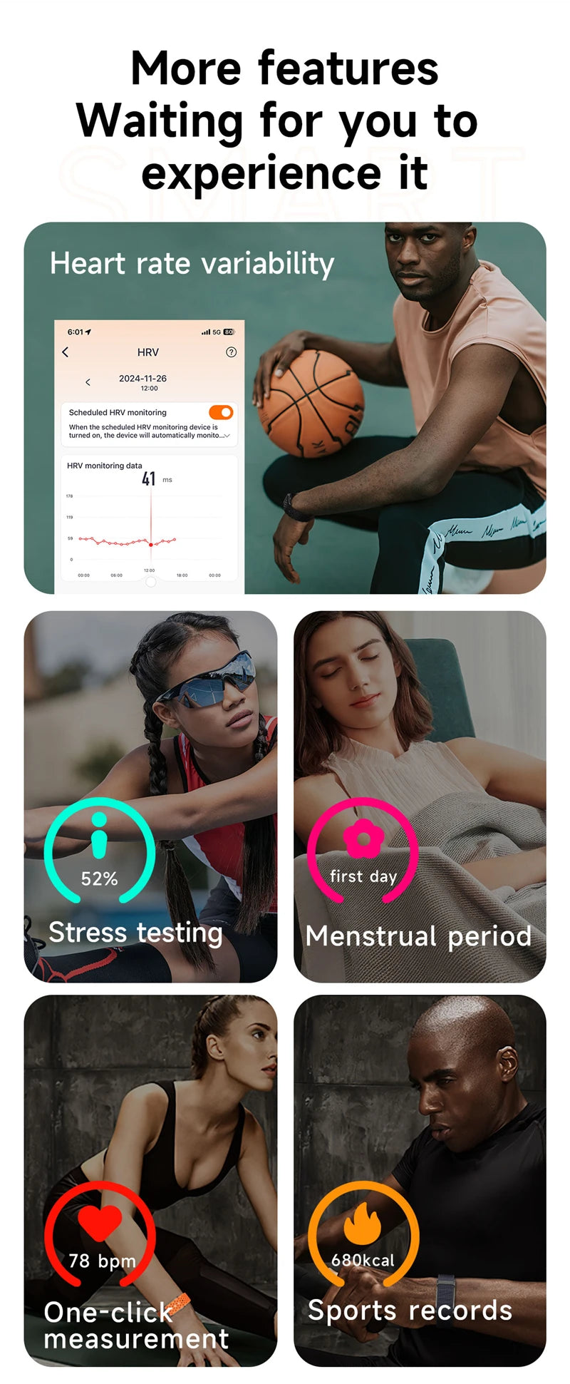 Smart Watch – Fitness Tracker with Heart Rate & BP Monitor