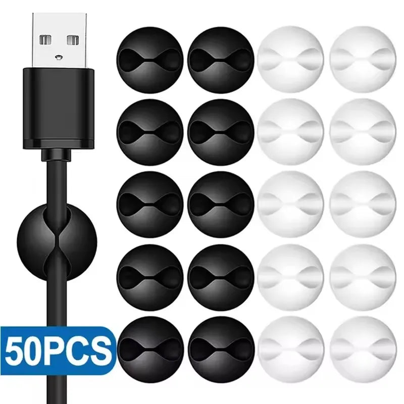 Mini Cable Clips – USB Wire Holder for Desk, Car & Home