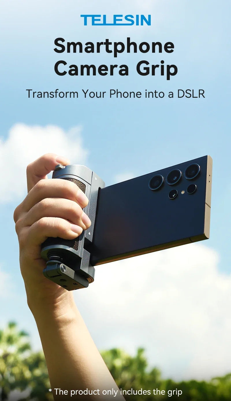 TELESIN Selfie Stick & Phone Holder – Camera Handle with Remote Adapter