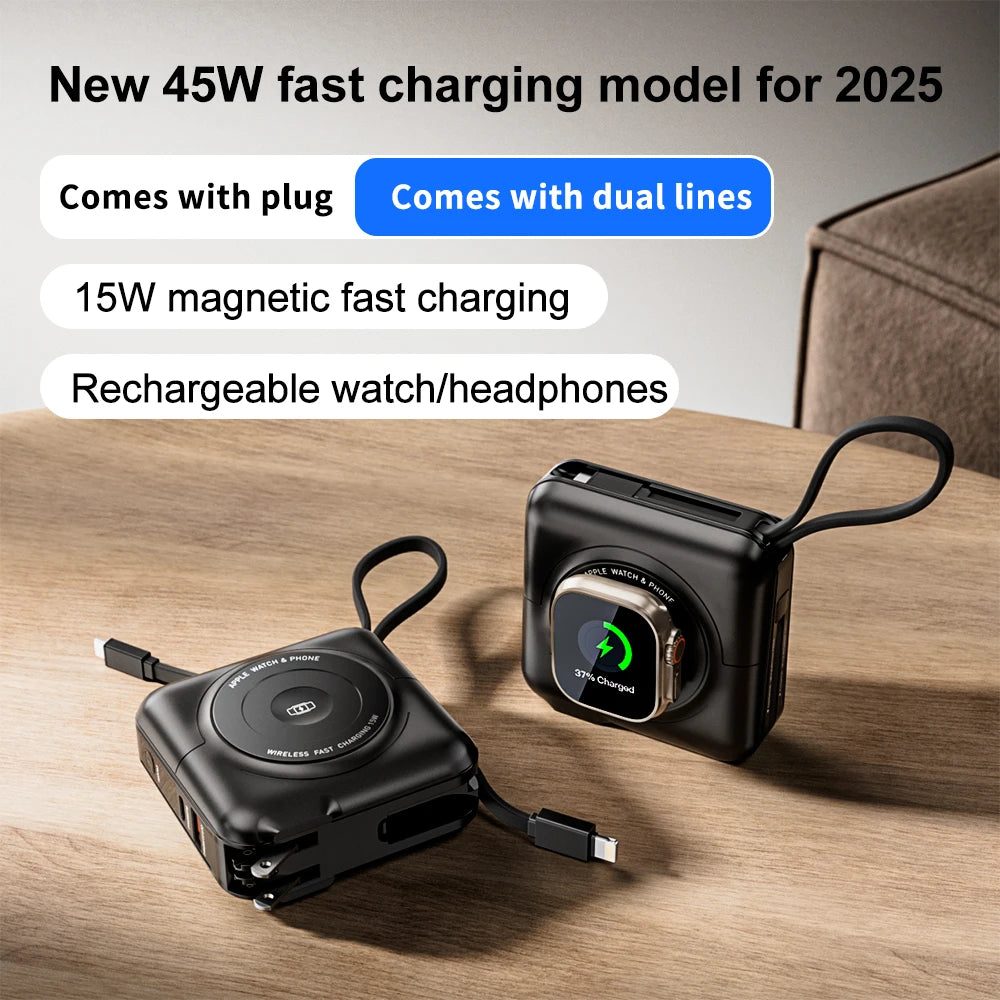 8-in-1 Magnetic Wireless Power Bank – 15000mAh, 45W