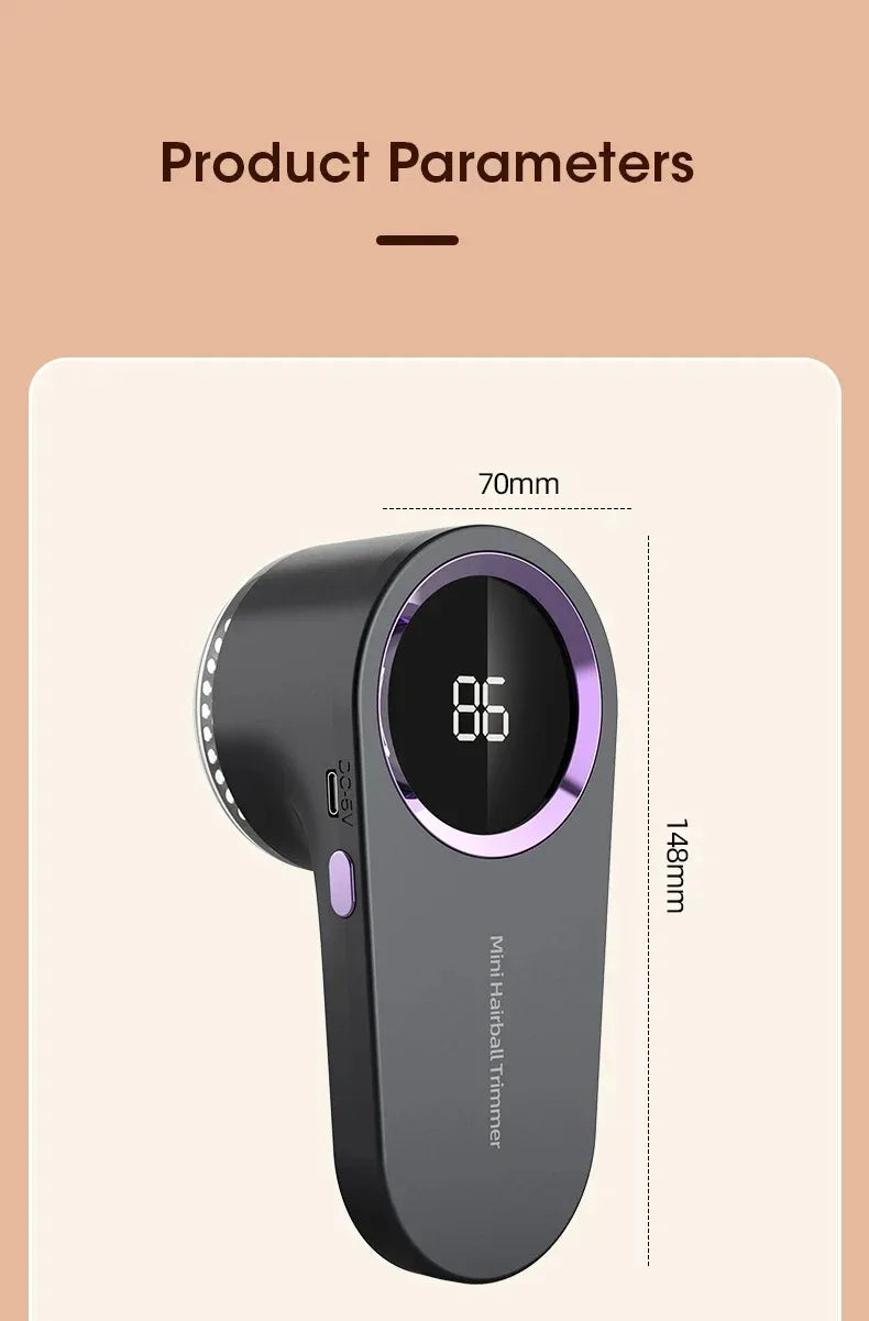 Portable Electric Lint Remover – Rechargeable Fabric Shaver with LED Display