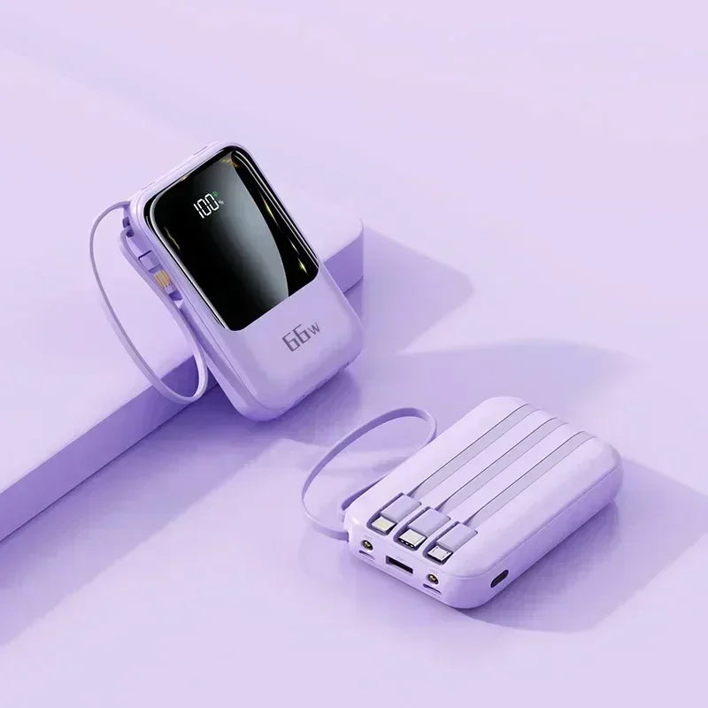 66W 30000mAh Portable Power Bank with Built-in Cables