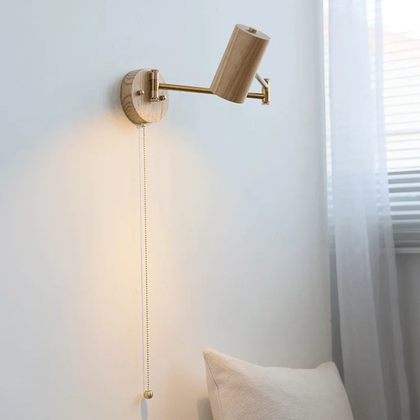 QUASHION Modern Wall Lamp – Rotatable Wood & Iron Sconce