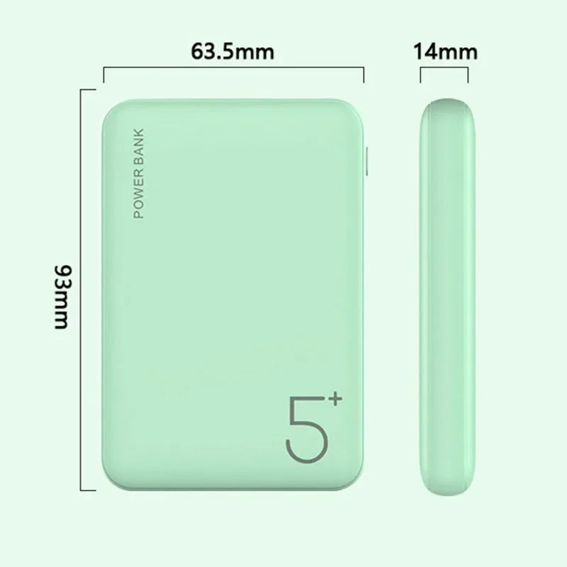 Portable 5000mAh Power Bank – Fast Charge Dual USB-C for Phones