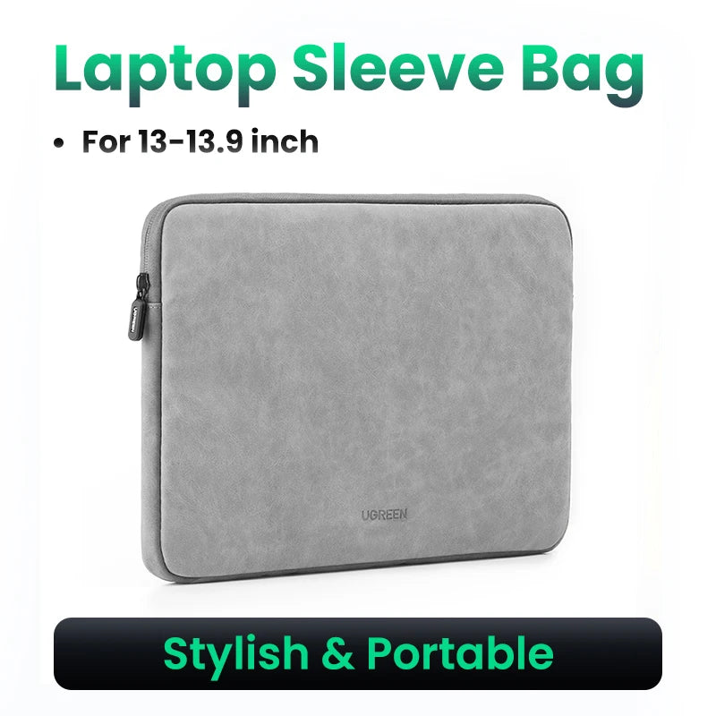 UGREEN Leather Laptop & iPad Sleeve – MacBook Pro/Air 13–14