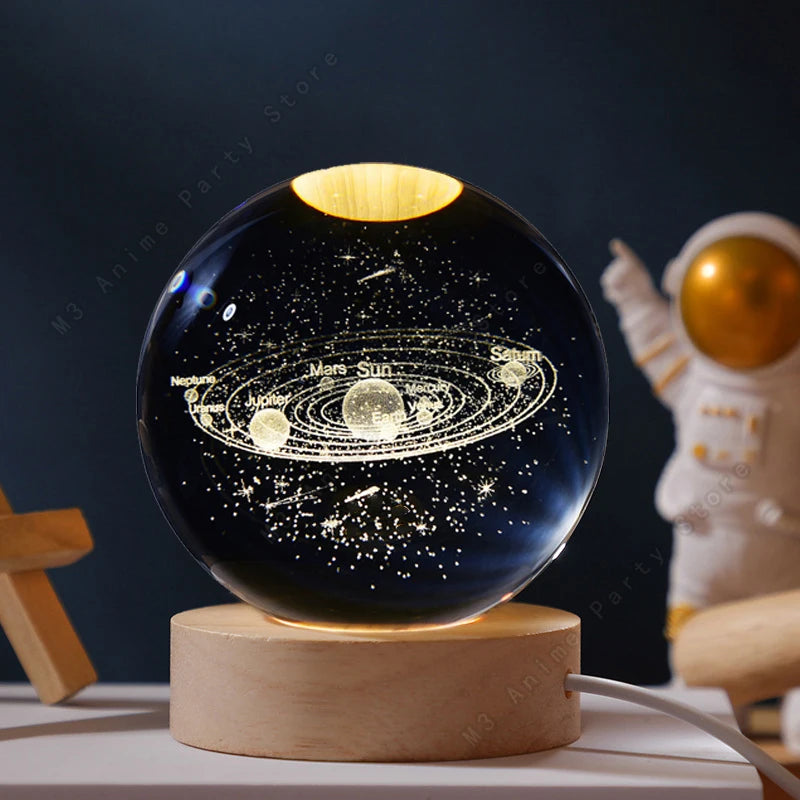 3D Galaxy Crystal Lamp – Bedside Night Light