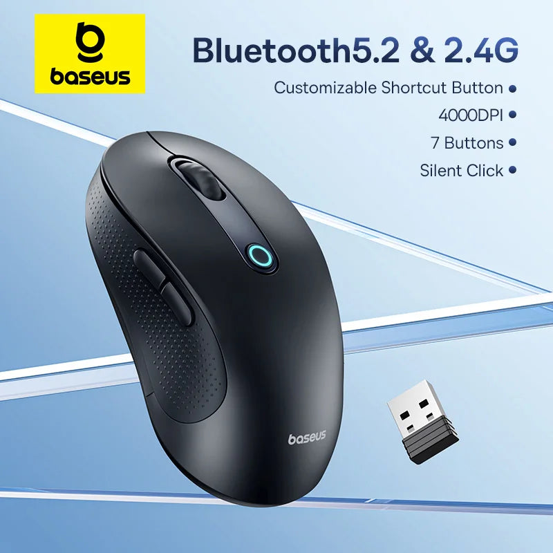 Baseus F02 Wireless Mouse – Ergonomic & Bluetooth