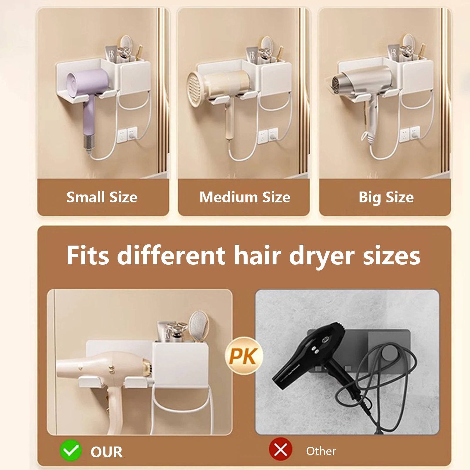 Hair Dryer & Straightener Stand – Bathroom Shelf Organizer for Styling Tools