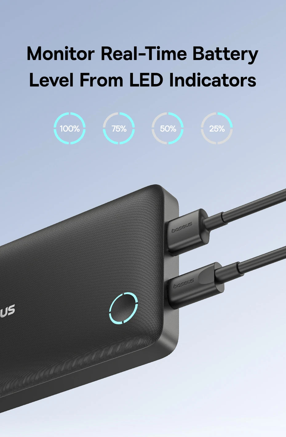 Baseus FP11 10,000mAh Power Bank – 15W PD Fast Charge, USB-C