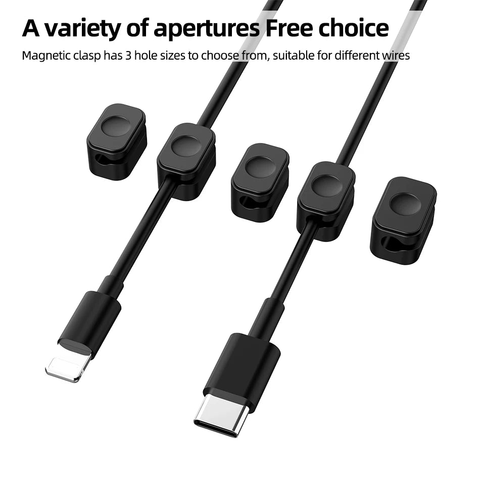 Magnetic Cable Clips – Silicone Wire Holder, 5-Pack for USB-C, Micro & Lightning