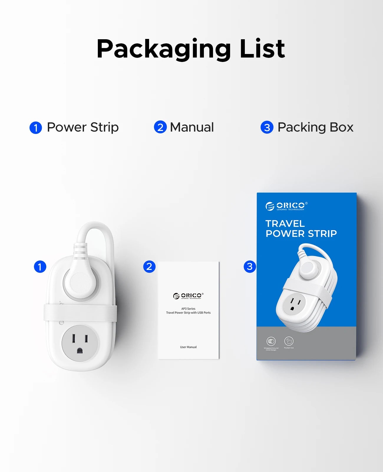 ORICO Power Strip  7-in-1 US – 4 AC Outlets, 2 USB & 1 USB-C Fast Charging