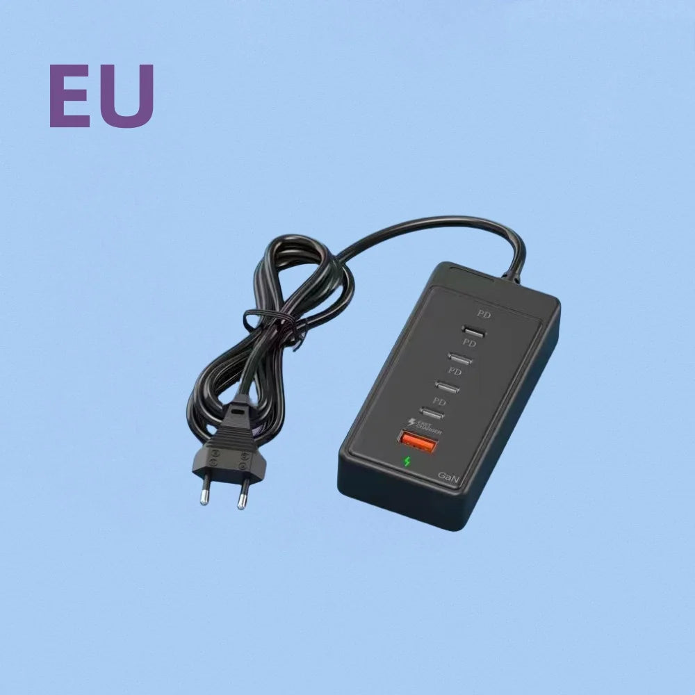 65W USB-C Fast Charging Hub – Multi-Port Wall Charger with 1M Extension Power Socket