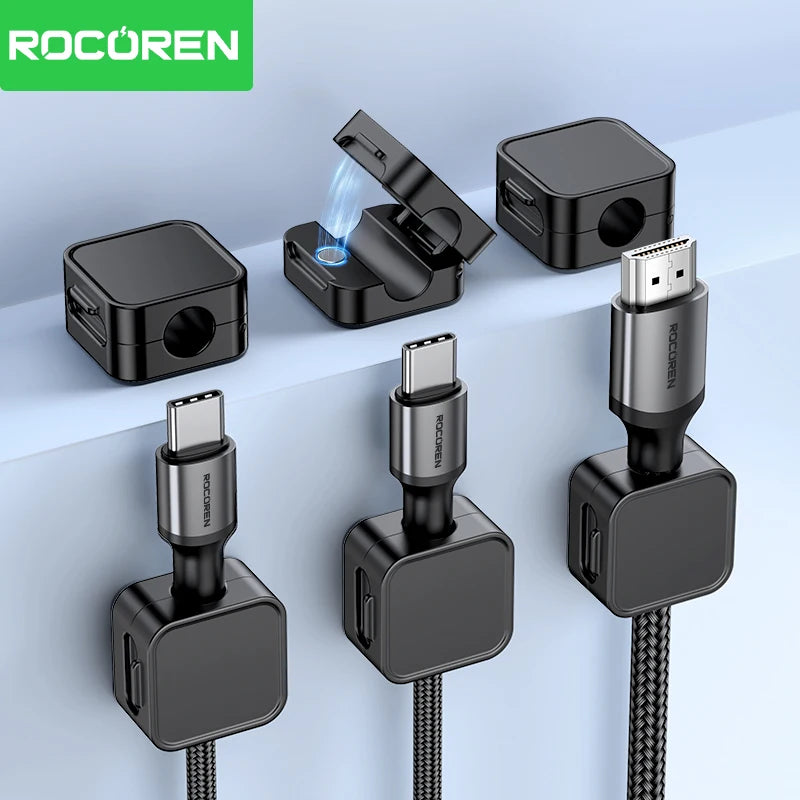 Rocoren Adjustable Cable Holder – Under Desk Wire Organizer & Protector