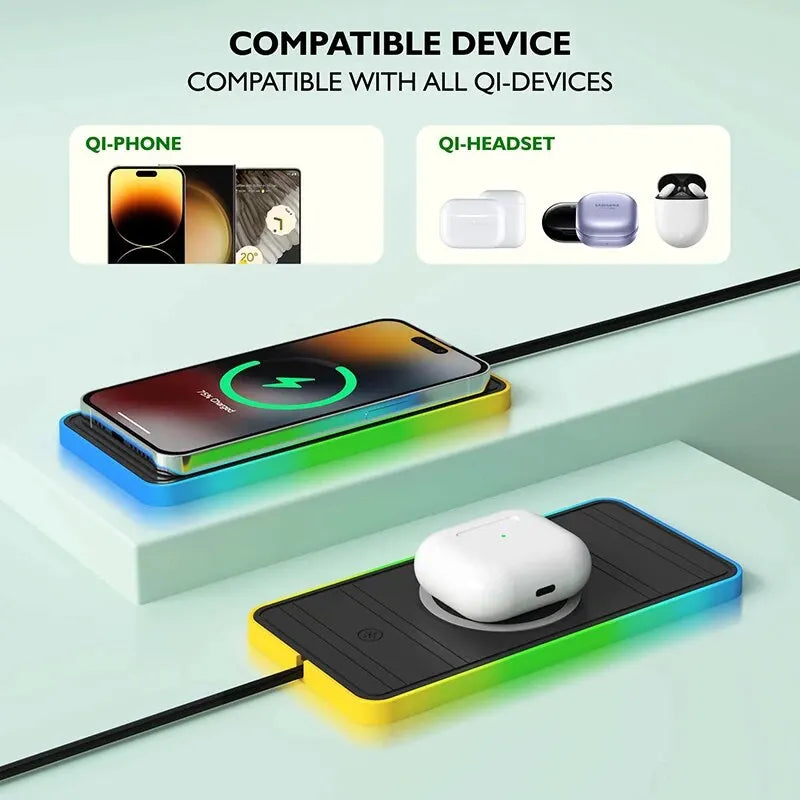 Silicone Car Wireless Charger – 15W, Non-Slip Pad
